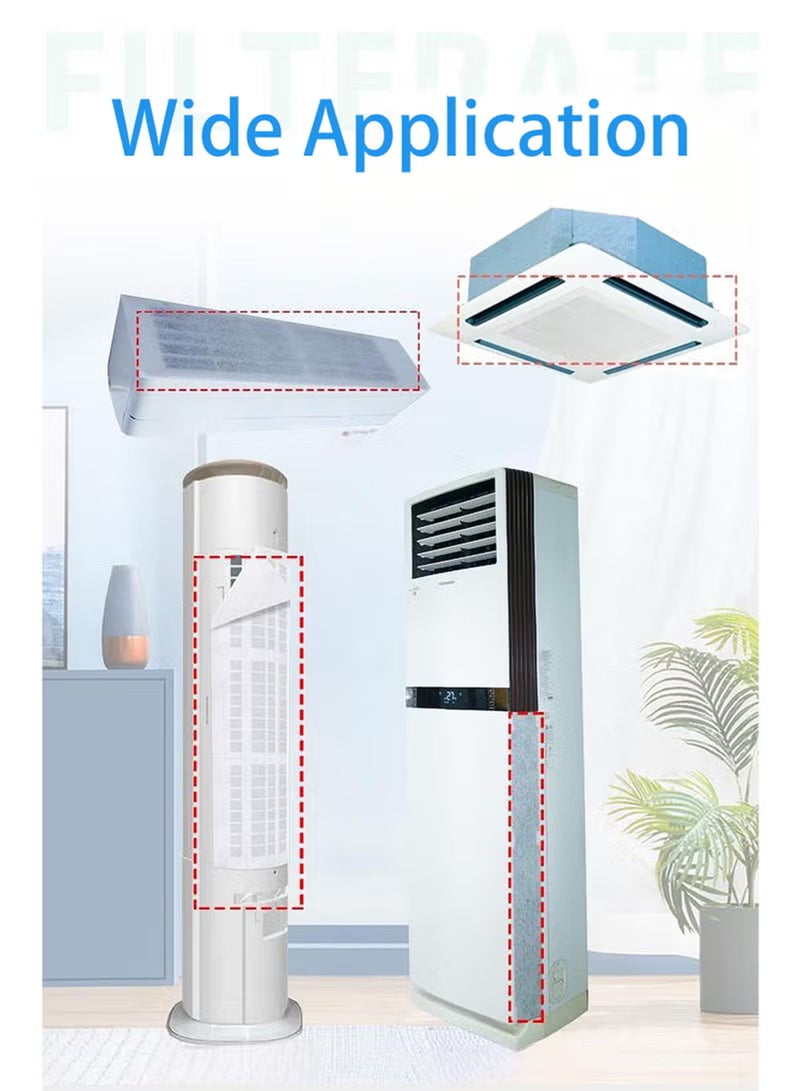 10 قطع التيار المتردد فلتر الهواء الكهروستاتيكي ورقة لتدفق هواء صحي مضاد للحساسية ومضاد للغبار لتقسيم مكيف الهواء وتكييف الهواء المركزي فلتر الهواء لاستبدال الهواء النظيف 45X100CM الفيلكرو - Image 3