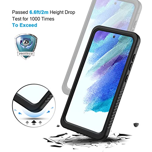 Lanhiem for Samsung Galaxy S21 FE Case, IP68 Waterproof Dustproof with Built-in Screen Protector, Heavy Duty Full Body Protective Phone Case for Galaxy S21 FE 5G, Black/Clear - Image 5