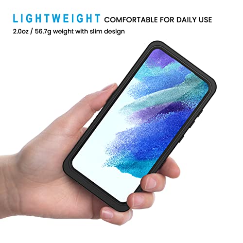 Lanhiem for Samsung Galaxy S21 FE Case, IP68 Waterproof Dustproof with Built-in Screen Protector, Heavy Duty Full Body Protective Phone Case for Galaxy S21 FE 5G, Black/Clear - Image 2
