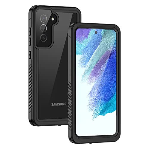Lanhiem for Samsung Galaxy S21 FE Case, IP68 Waterproof Dustproof with Built-in Screen Protector, Heavy Duty Full Body Protective Phone Case for Galaxy S21 FE 5G, Black/Clear - Image 1