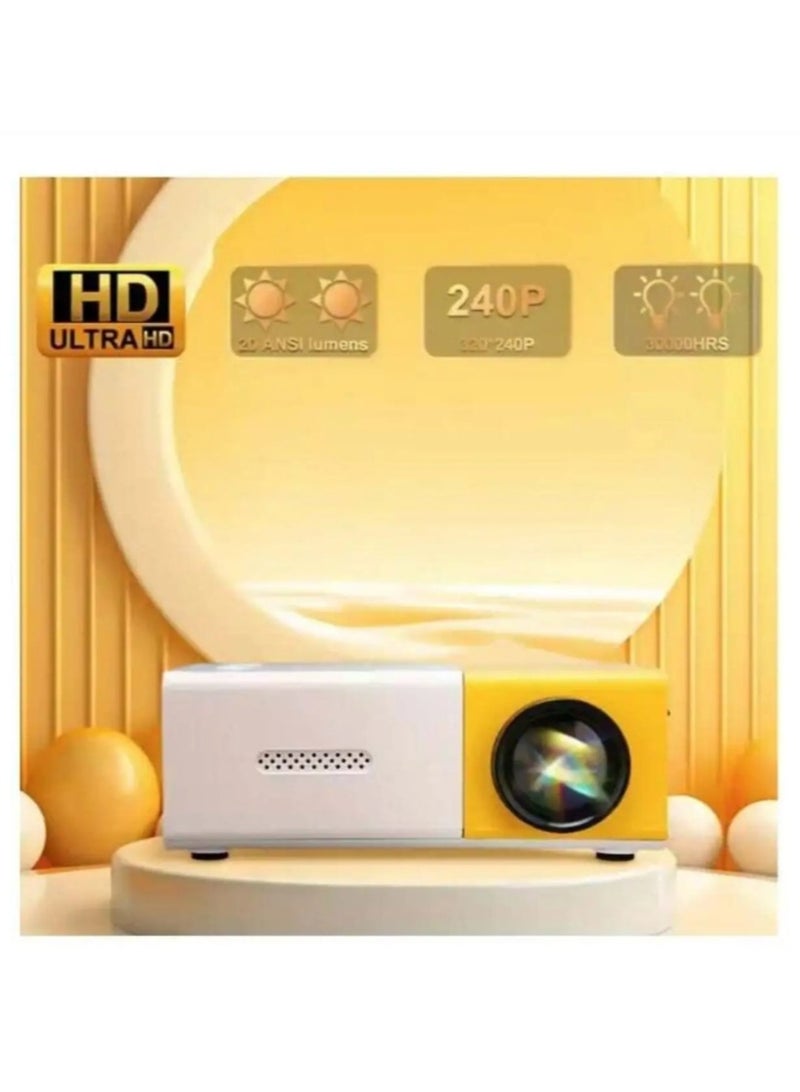 Mini Projector Ful HD 1080P LED Projector Home Cinema Theater - Hligh Resolution LED Projector with JSB, SD, AV, HDMI Slots - Compact, Portable, and Stylish (Yellow) - Image 3