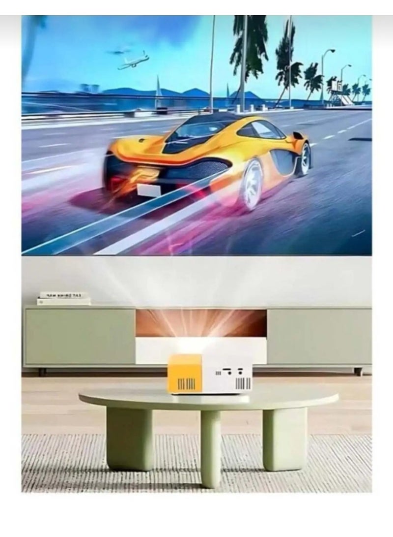 Mini Projector Ful HD 1080P LED Projector Home Cinema Theater - Hligh Resolution LED Projector with JSB, SD, AV, HDMI Slots - Compact, Portable, and Stylish (Yellow) - Image 2