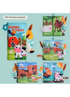 Generic Infant Early Childhood Education Tail Cloth Book Marine Farm Insect Animal With Tooth Gum Tear Cloth Book Toy-color:054-3B Farm Animal Tail Cloth Book  - Image 1