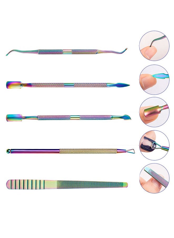 7 Piece Nippers Pusher Manicure Tool Kit, Cuticle Nippers and Ingrown Toenail File, Triangle Nail Polish Remover Cuticle Pusher Trimmer
