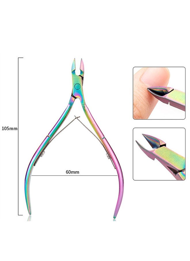 7 Piece Nippers Pusher Manicure Tool Kit, Cuticle Nippers and Ingrown Toenail File, Triangle Nail Polish Remover Cuticle Pusher Trimmer