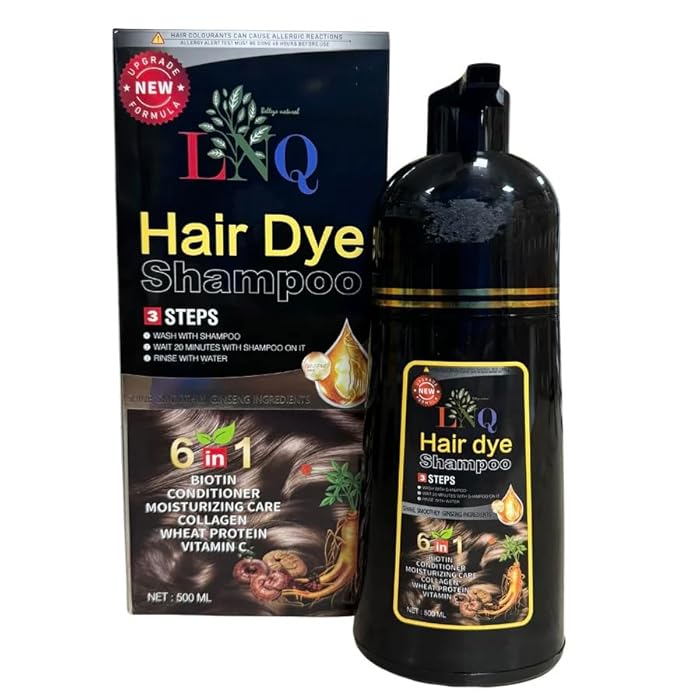 Tinte Shampoo 6 en 1 – Cubre Canas al Instante – Con Biotina, Colágeno y Ginseng – Sin Amoniaco – 500 ml (Negro) - Image 1
