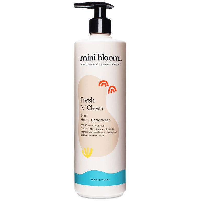 Mini Bloom Fresh Nâ€™ Clean 2-in-1 Hair + Body Wash | Shampoo Sulfate-Free | Baby & Kid Safe | Gently Cleanses Head to Toe w/Aloe leaf, Chamomile extract, Lavender & Botanicals 16.6 oz - Image 1