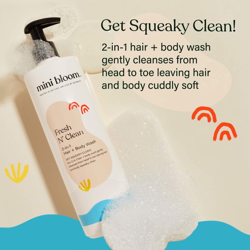 Mini Bloom Fresh Nâ€™ Clean 2-in-1 Hair + Body Wash | Shampoo Sulfate-Free | Baby & Kid Safe | Gently Cleanses Head to Toe w/Aloe leaf, Chamomile extract, Lavender & Botanicals 16.6 oz - Image 4