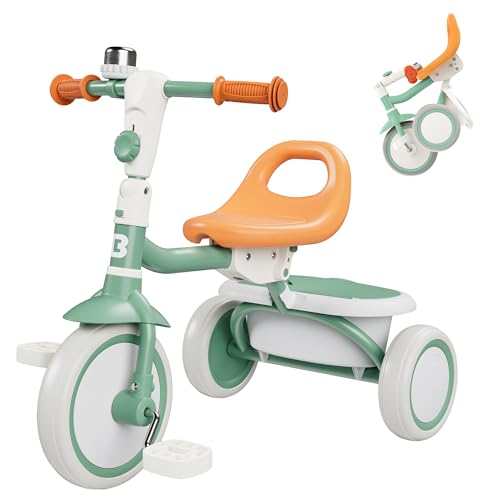 besrey Toddler Tricycle with Bell Kids Tricycle Age 18 Months to 5 Years Kids Trike Toddler Bike for 25 Year Olds Baby Trike Gifts Toys for Boys Girls Green - Image 1
