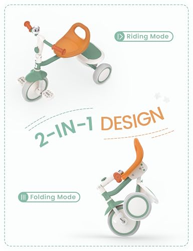 besrey Toddler Tricycle with Bell Kids Tricycle Age 18 Months to 5 Years Kids Trike Toddler Bike for 25 Year Olds Baby Trike Gifts Toys for Boys Girls Green - Image 5