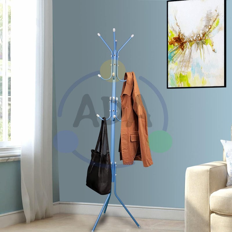 ADA Wrought Iron Coat Rack Hanger Creative Fashion Bedroom for Hanging Clothes Shelves, Wrought Iron Racks Standing Coat Rack (Blue) - Image 5