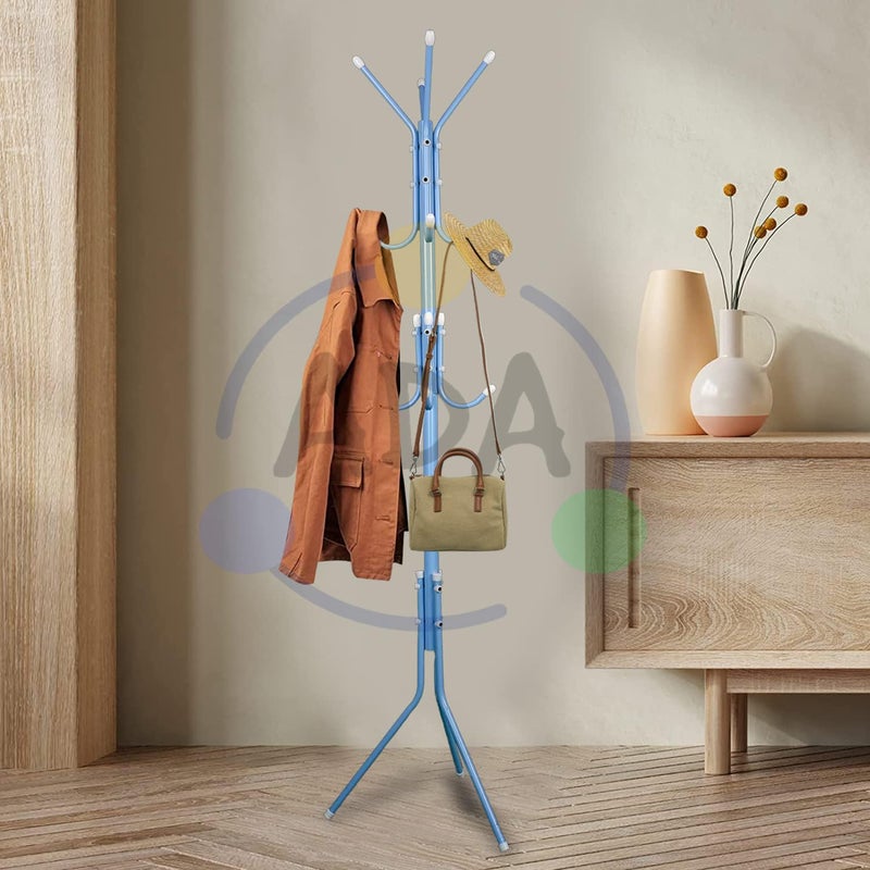 ADA Wrought Iron Coat Rack Hanger Creative Fashion Bedroom for Hanging Clothes Shelves, Wrought Iron Racks Standing Coat Rack (Blue) - Image 1
