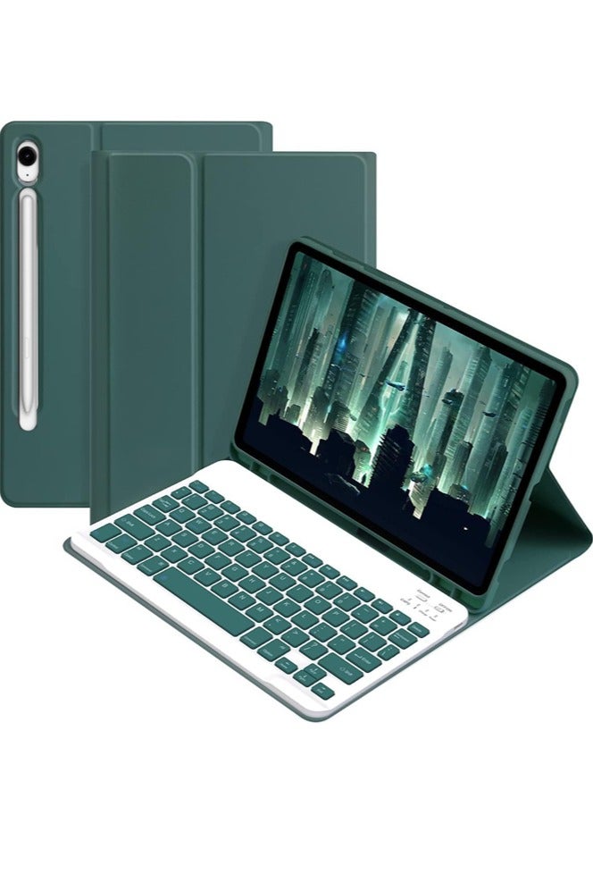 Keyboard Case Compatible with Samsung Galaxy Tab S10 FE Plus 13.1 inch 2025 SMX620 X626B Slim PU Cover Detachable Wireless Keyboard Green - Image 1