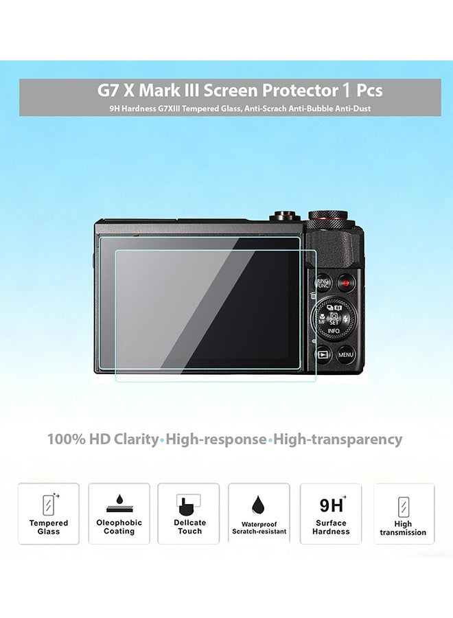 حافظة سيليكون مزودة بواقي شاشة من الزجاج المقوى لكاميرا كانون باورشوت G7X Mark III الرقمية - غطاء واقي ناعم من السيليكون مع غطاء عدسة قابل للإزالة - مقاوم للانزلاق والخدش - لون بيج - Image 4