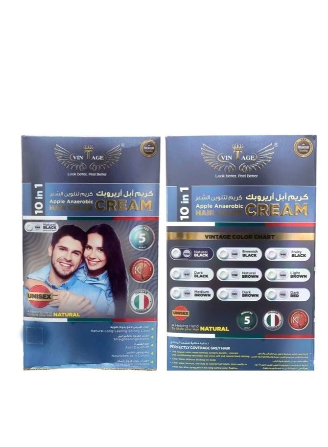 vintage Hair Color Cream 10 in 1 Natural Black V44 - Image 5