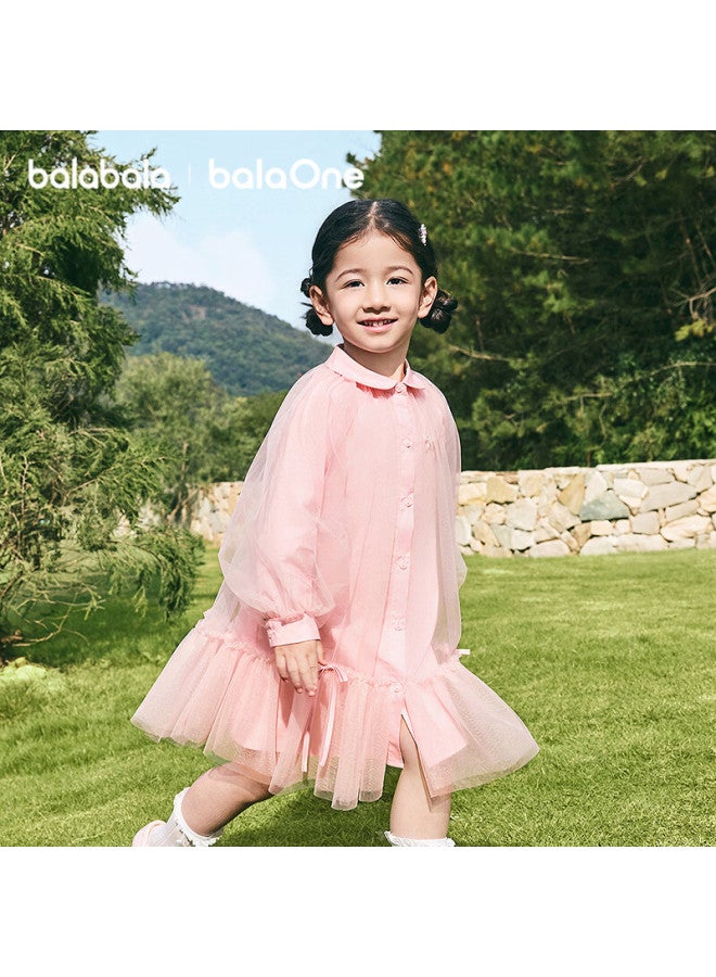 Balabala Kids Children's Dress Girls New Spring Shirt Mesh Skirt Short Skirt - Image 4
