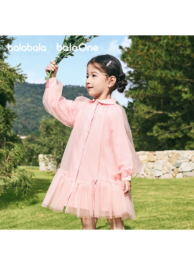 Balabala Kids Children's Dress Girls New Spring Shirt Mesh Skirt Short Skirt - Image 5
