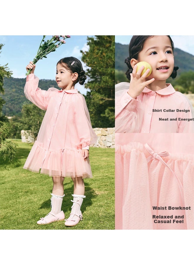 Balabala Kids Children's Dress Girls New Spring Shirt Mesh Skirt Short Skirt - Image 2
