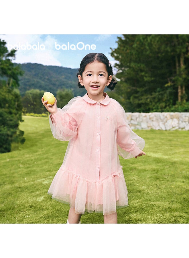 Balabala Kids Children's Dress Girls New Spring Shirt Mesh Skirt Short Skirt - Image 3