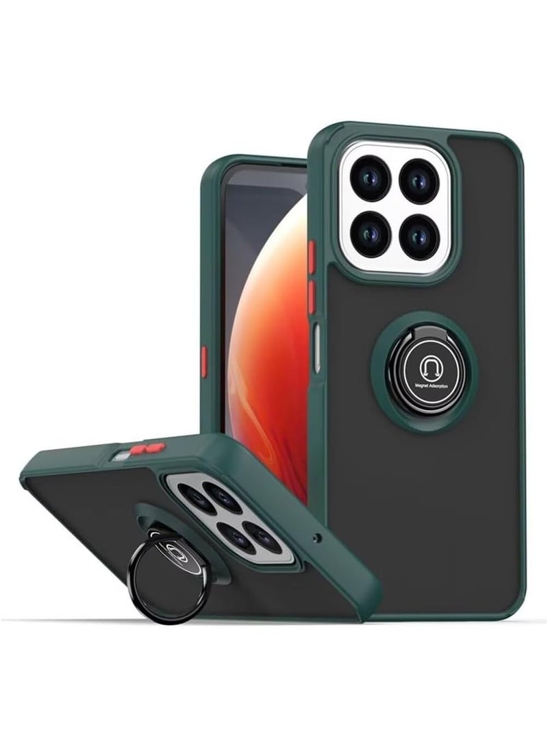 Muzz Case Compatible with Honor X7d 5G Metal Ring Holder Grip Kickstand Car Magnetic Mount Shockproof Matte Hard Back Bumper Case for Honor X7D 2025 Green