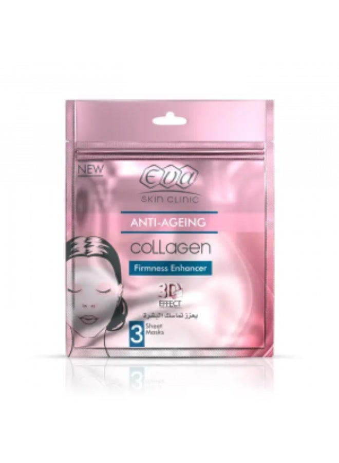 قناع الوجه الورقي المضاد للشيخوخة من سكين كلينيك، غني بالكولاجين لتعزيز شد البشرة، 3 أقنعة