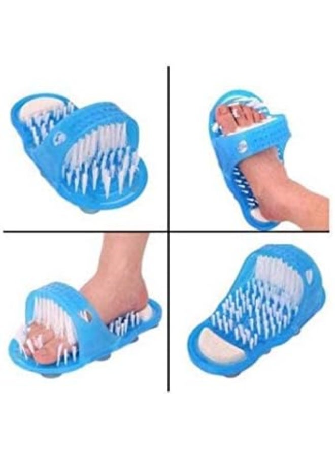 منظف القدمين إيزي فيت فرشاة فرك القدمين ومُدلك نظيف حمام دش نظيف زلاجات زرقاء علاج سبا - Image 5