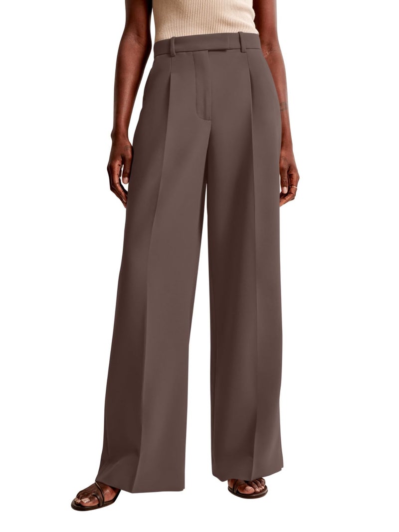 NIMIN Women Wide Leg Pants High Waisted 2026 Dressy Office Work Trousers Business Casual Pants with Pockets Chocolate Brown - Image 2