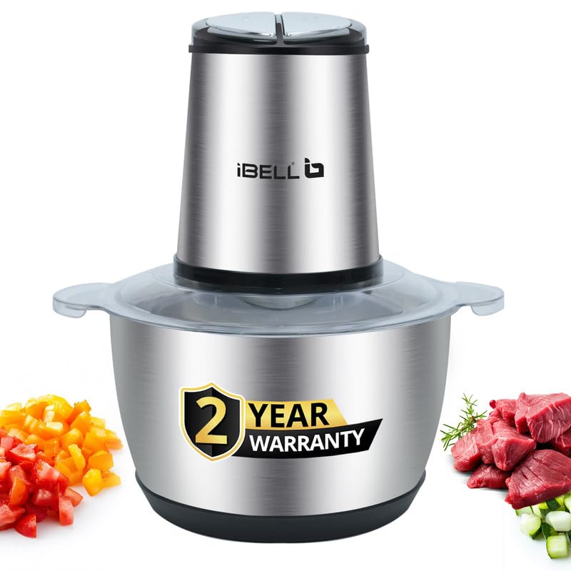 IBELL MT200SM Electric Chopper, 2-Yr Warranty, 2 Litre Stainless Steel Bowl, 700W, Multi Purpose for Cutting Slicing Meat, Vegetables, Nuts & Fruits (Silver) - Image 1