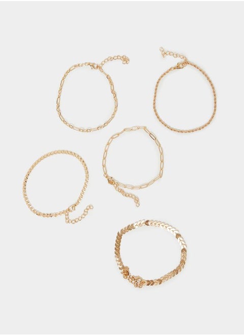 Set of 5 - Assorted Chain Anklet