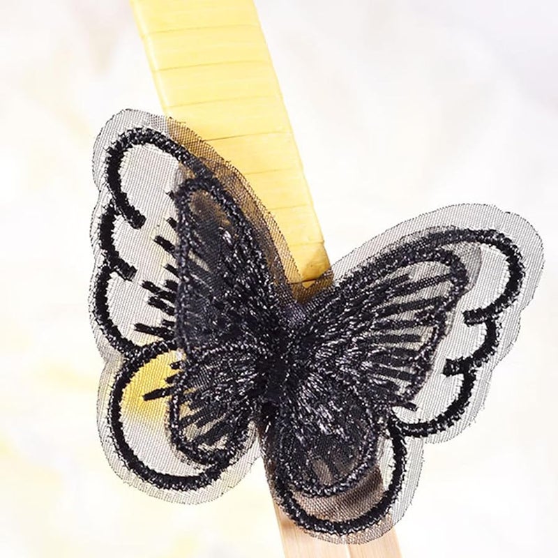 Green Butterfly Appliques 10 Pieces Double Layer Organza Sew On Patches for Crafts - Image 4