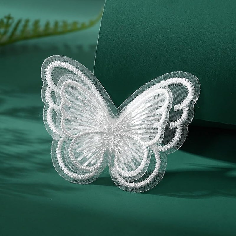 Green Butterfly Appliques 10 Pieces Double Layer Organza Sew On Patches for Crafts - Image 5