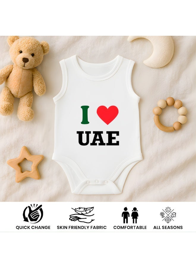 رومبير أطفال بدون أكمام مطبوع عليه اليوم الوطني لدولة الإمارات العربية المتحدة - نسيج قطني ناعم للجنسين 100% قطن - Image 5