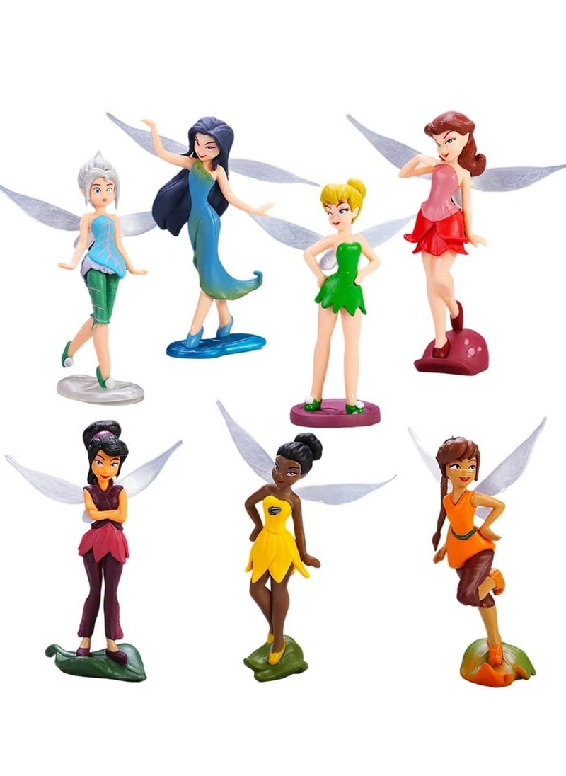 SYOSI - Flower Fairy Pixie Miniature Fairy Garden Ornament Fairy Pixie Girl Fly Wing DIY Dollhouse Decor, Princess Tinker Bell Fairy Model Dolls Gift for Children(7 PCS) - Image 1