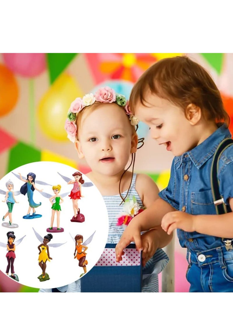 SYOSI - Flower Fairy Pixie Miniature Fairy Garden Ornament Fairy Pixie Girl Fly Wing DIY Dollhouse Decor, Princess Tinker Bell Fairy Model Dolls Gift for Children(7 PCS) - Image 1