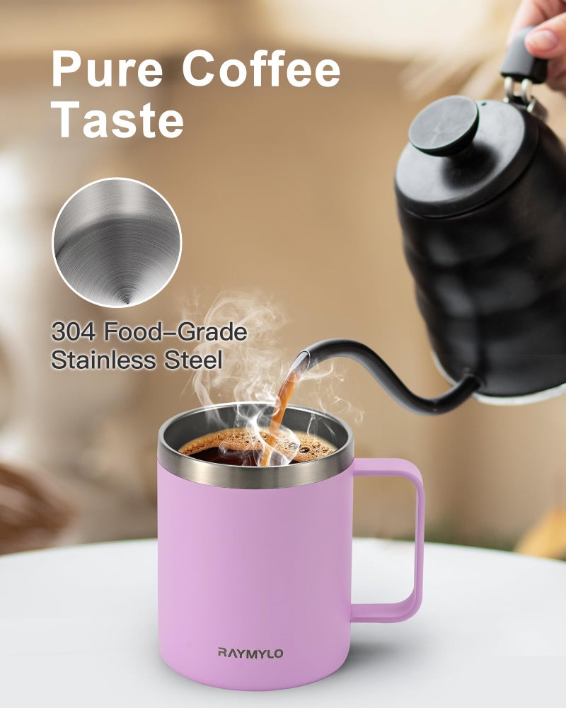 RAYMYLO Insulated Coffee Mug 12 oz, Double Wall Stainless Steel Coffee Mug with Lids, Leak-Proof & Detachable Slider Lid for Thorough Clean, Keeps Coffee Cold for 9 Hrs, Suitable for Camp Home Office - Image 4