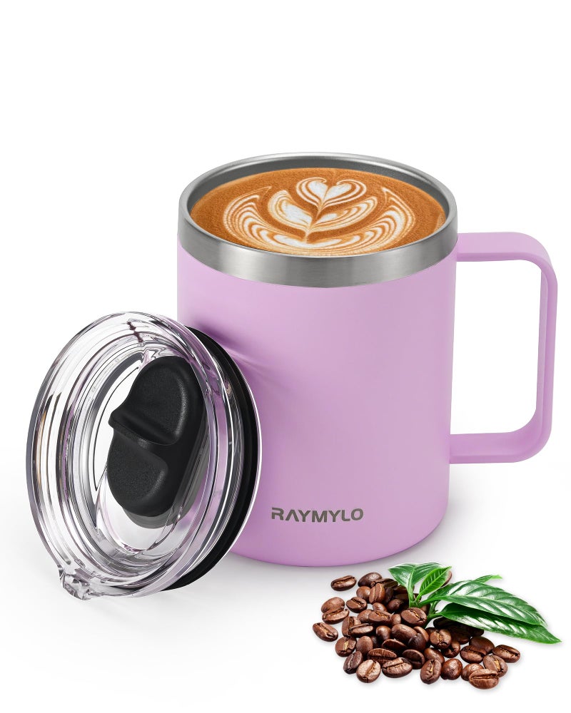 RAYMYLO Insulated Coffee Mug 12 oz, Double Wall Stainless Steel Coffee Mug with Lids, Leak-Proof & Detachable Slider Lid for Thorough Clean, Keeps Coffee Cold for 9 Hrs, Suitable for Camp Home Office - Image 1