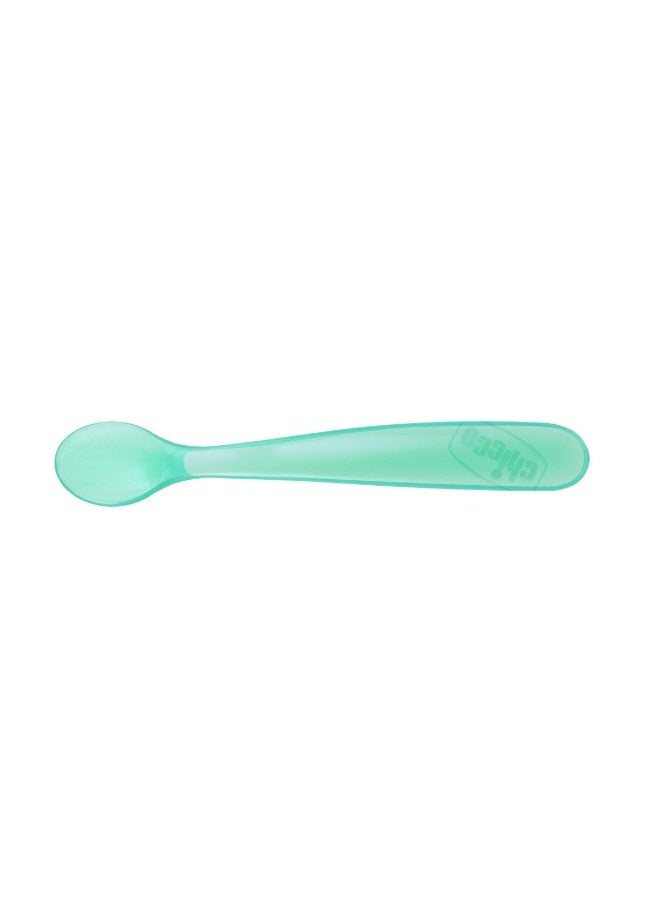 Chicco Baby Self Feeding Spoon with Soft Tip, Suitable For Training Toddlers, Soft & Flexible Silicone, Blue, 6m+ (Pack of 2) - Image 2