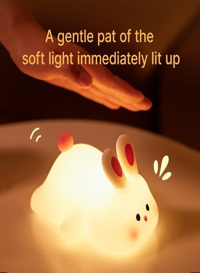 Mobhada USA Night Lamp, Cute Touch Silicone Light for Kids Bedroom, USB Rechargeable (Rabbit) - Image 4