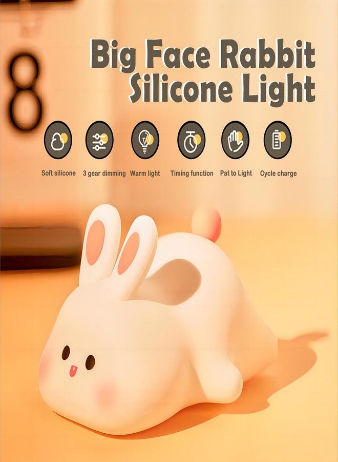 Mobhada USA Night Lamp, Cute Touch Silicone Light for Kids Bedroom, USB Rechargeable (Rabbit) - Image 5