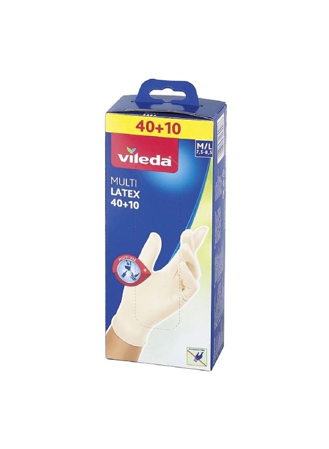 Vileda 50-Piece Multi Latex Gloves Cream M/L VG16
