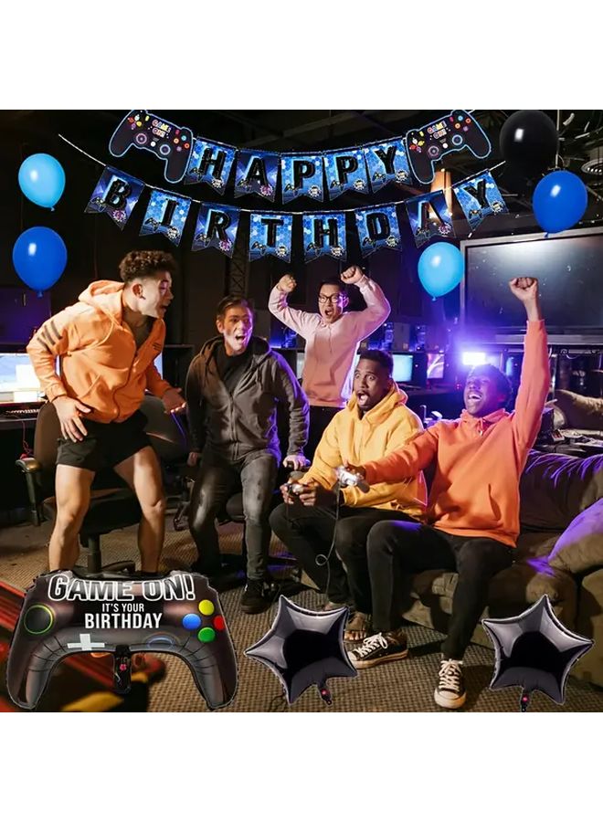 مجموعة بالون رقم 9 بألوان الأزرق والأسود - ديكورات حفلات عيد الميلاد ذات الطابع الألعاب - Image 3