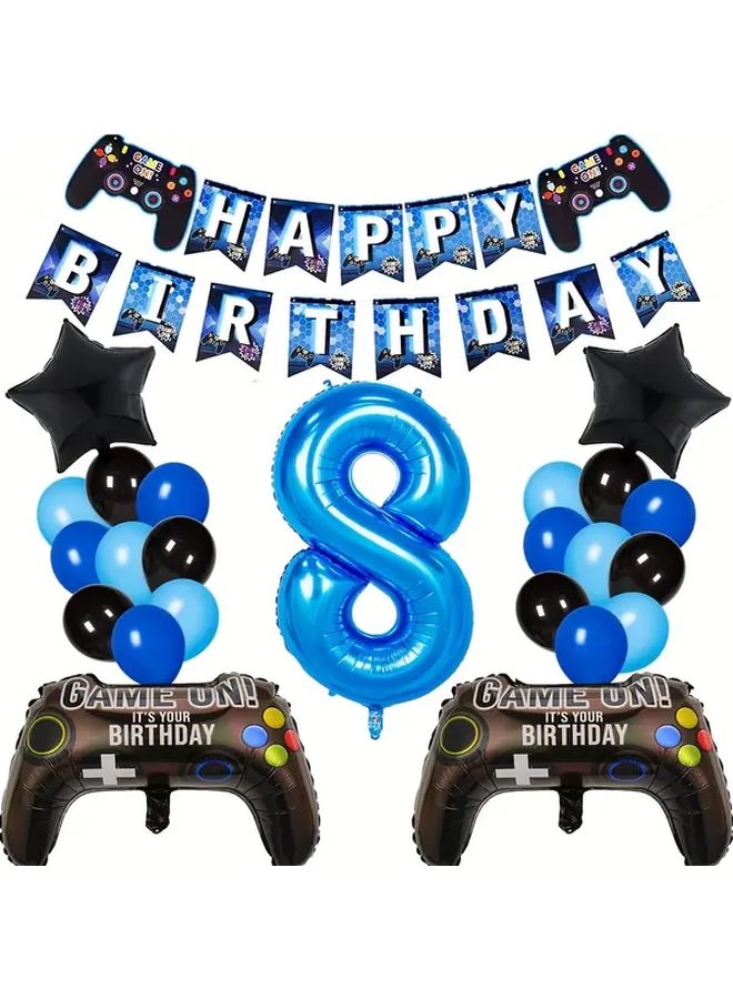 مجموعة بالون رقم 9 بألوان الأزرق والأسود - ديكورات حفلات عيد الميلاد ذات الطابع الألعاب - Image 4