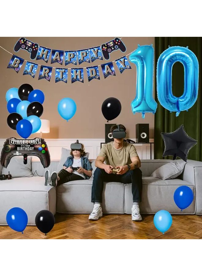 مجموعة بالون رقم 9 بألوان الأزرق والأسود - ديكورات حفلات عيد الميلاد ذات الطابع الألعاب - Image 5