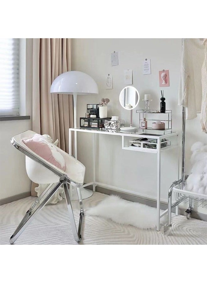 Sharpdo Nordic Style Vanity Desk, Simple Space-saving Glass Table, Ins Style Make-up Table for Apartment Bedroom 100*36*75 cm  - Image 4