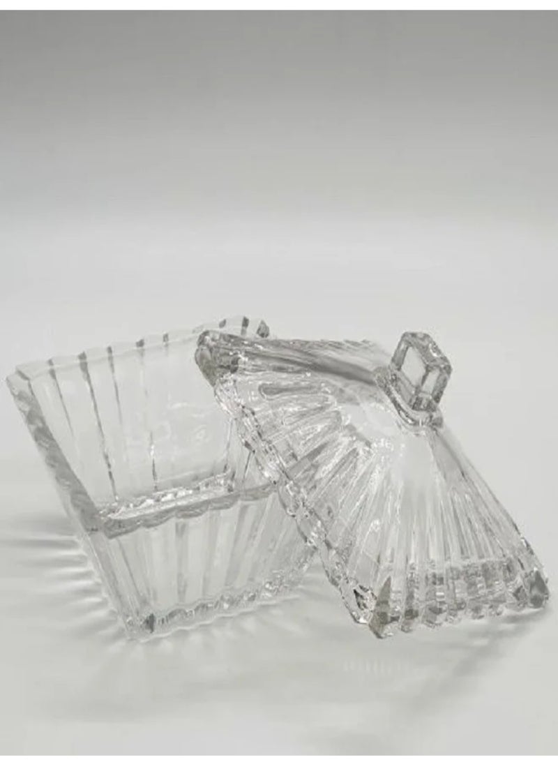 Glass sugar bowl with transparent lid, 18cm
