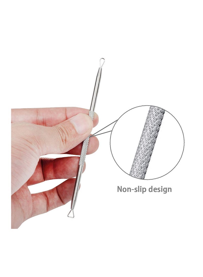 خاجول مجموعة ادوات ازالة الرؤوس السوداء مكونة من 5 قطع، اداة ازالة حب الشباب والبثور والبثور مع حافظة (فضي) - Image 4