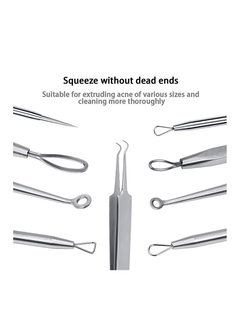 خاجول مجموعة ادوات ازالة الرؤوس السوداء مكونة من 5 قطع، اداة ازالة حب الشباب والبثور والبثور مع حافظة (فضي) - Image 5
