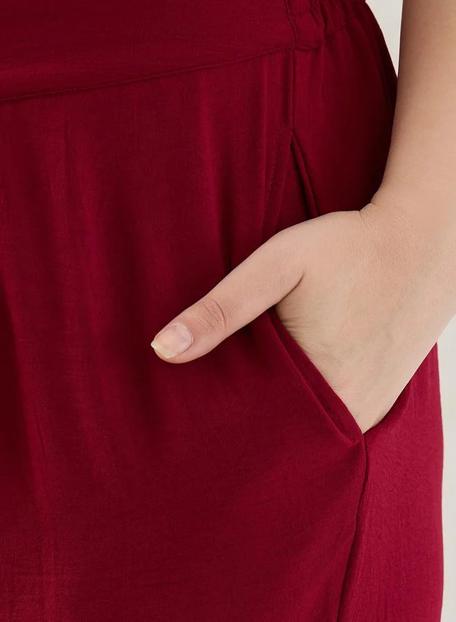 Femmella Plus Size Open Collar Shirt and Trousers Co-ords