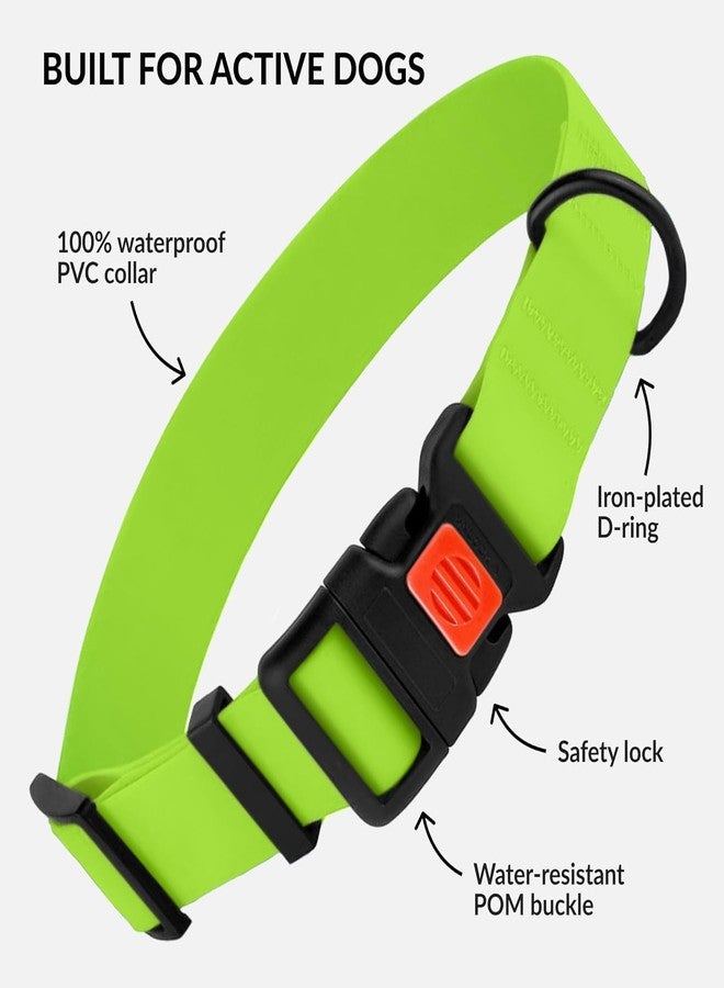 CollarDirect Waterproof Dog Collar - Silicone, Plastic Collar, Odor-Resistant, Easy to Clean, for Large, Medium, Small Dogs - Adjustable Collar with Breakaway Buckle (Neck Fit 14"-18", Lime Green) - Image 2