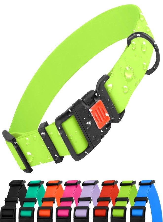 CollarDirect Waterproof Dog Collar - Silicone, Plastic Collar, Odor-Resistant, Easy to Clean, for Large, Medium, Small Dogs - Adjustable Collar with Breakaway Buckle (Neck Fit 14"-18", Lime Green) - Image 1
